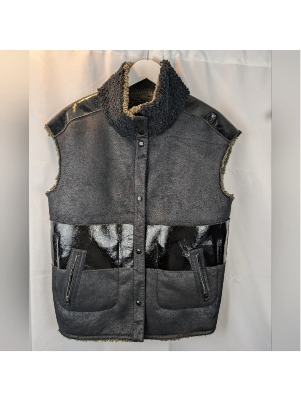 Marc Cain Reversible Faux Shearling Vest Size L(By Measurements) In EUC